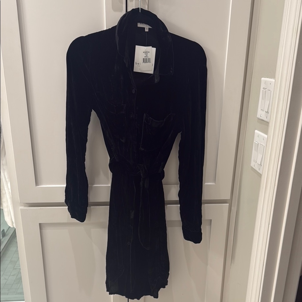 Bella Dahl Black Tie Midi Dress button down